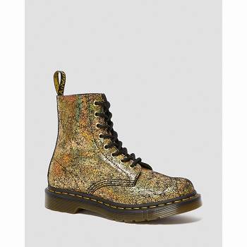 Dr Martens Női 1460 Pascal Metallic Bőr Lace Up Bakancs Arany